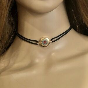 Steve Madden Evil Eye Layering Suede Choker